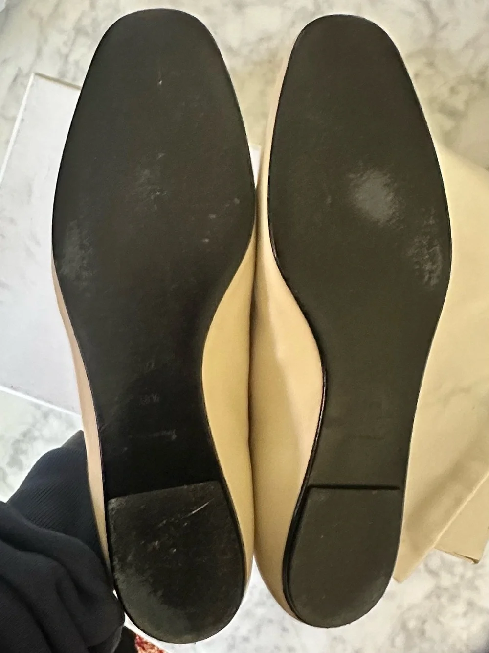The Row Ava Mary Jane Flats Oatmilk Leather Size 38.5 Ivory Ballet
